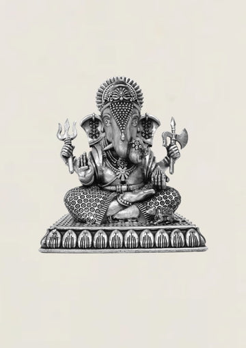 3D Dagdu Ganesh - Pure 925 Silver Idol