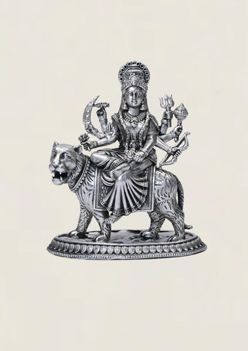 3D Durga - Pure 925 Silver Idol