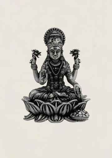 3D Lotus Laxmi - Pure 925 Silver Idol