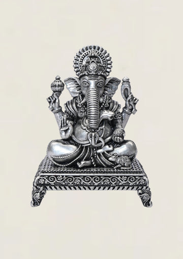 3D Patta Ganesh - Pure 925 Silver Idol