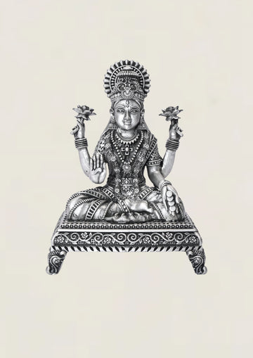 3D Patta Laxmi - Pure 925 Silver Idol