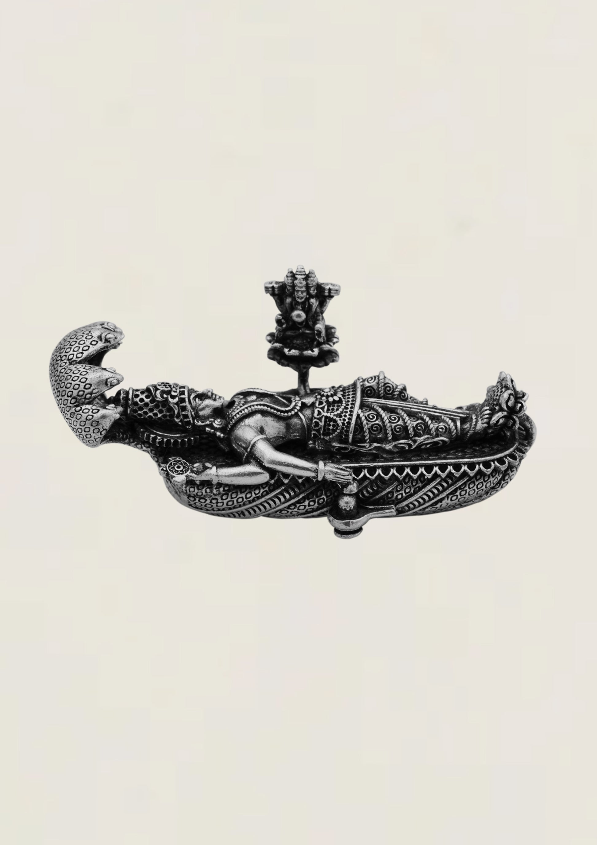 Anantha Padmanabha Swamy With Laxmi - Pure 925 Silver Idol