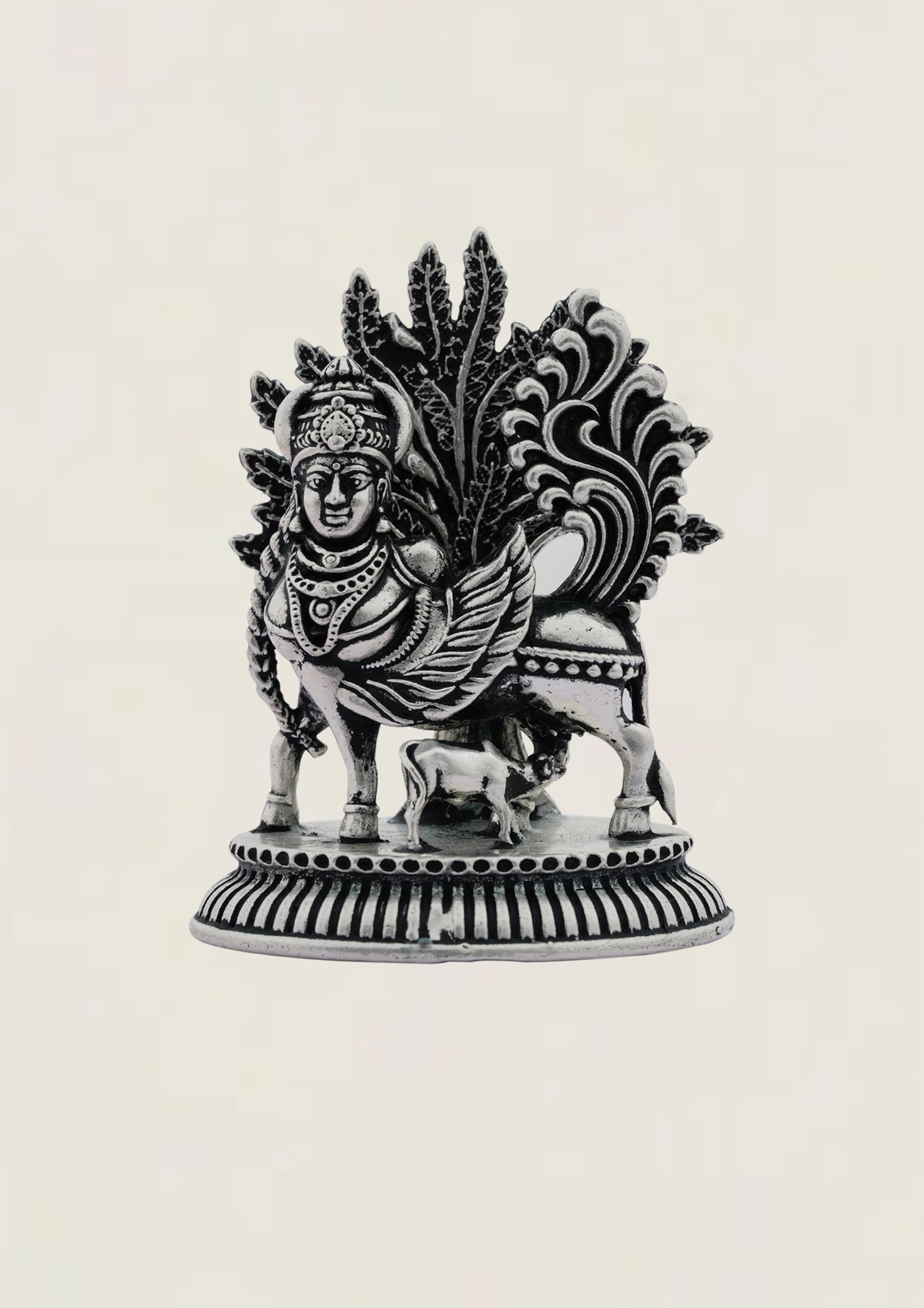 Kamadenu With Tree - Pure 925 Silver Idol