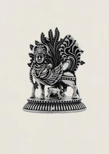 Kamadenu With Tree - Pure 925 Silver Idol