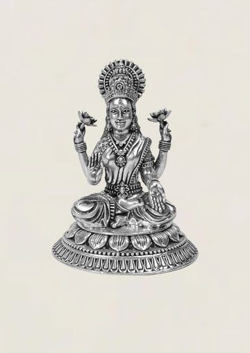 Laxmi Round Peeta - Pure 925 Silver Idol