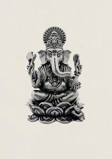 Lotus Ganesh - Pure 925 Silver Idol
