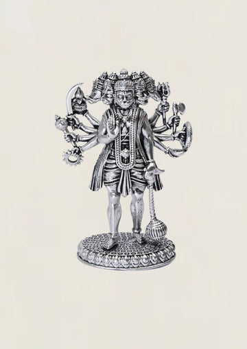 Panch Mukhi Hanuman - Pure 925 Silver Idol