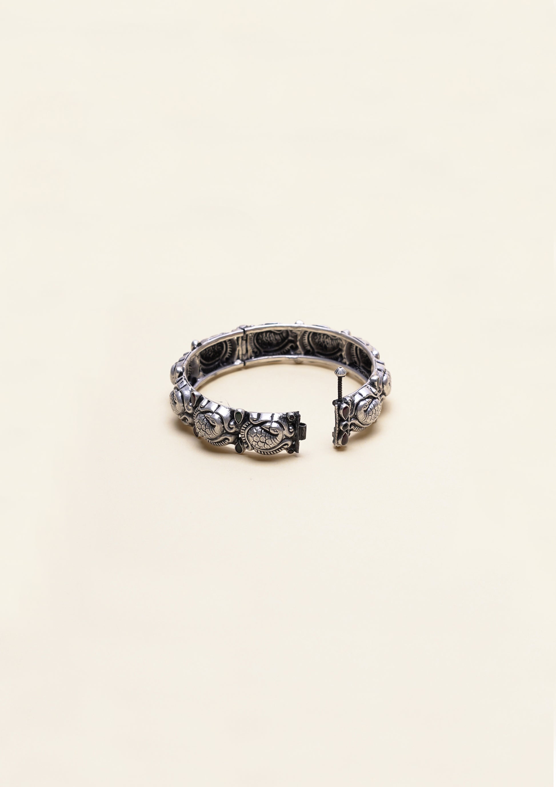 Chhavi Sankalp Nakashi Oxidized Silver Finish Bangle Pair