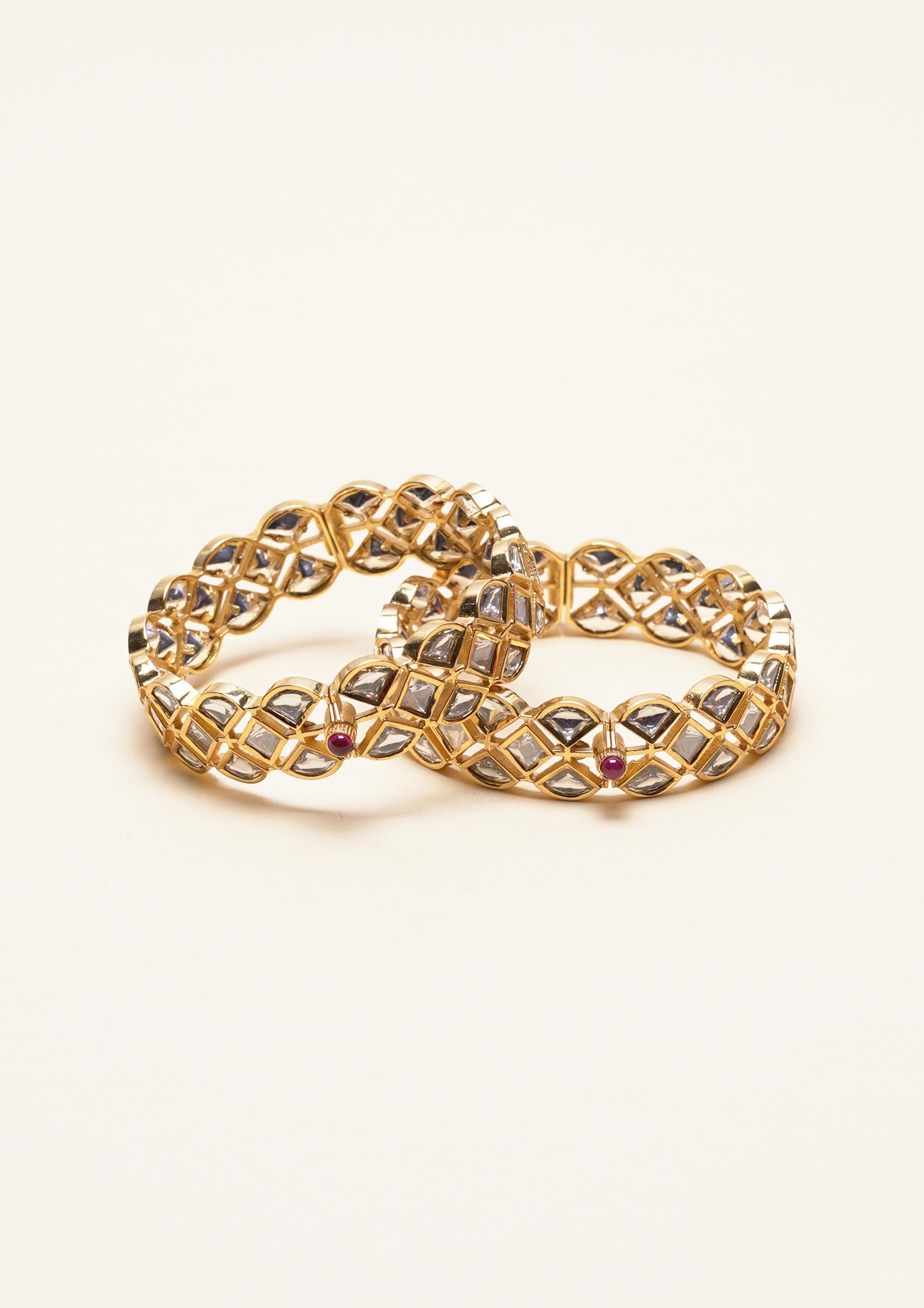 Suvarna Chakra Polki Gold Finish Bangle Pair