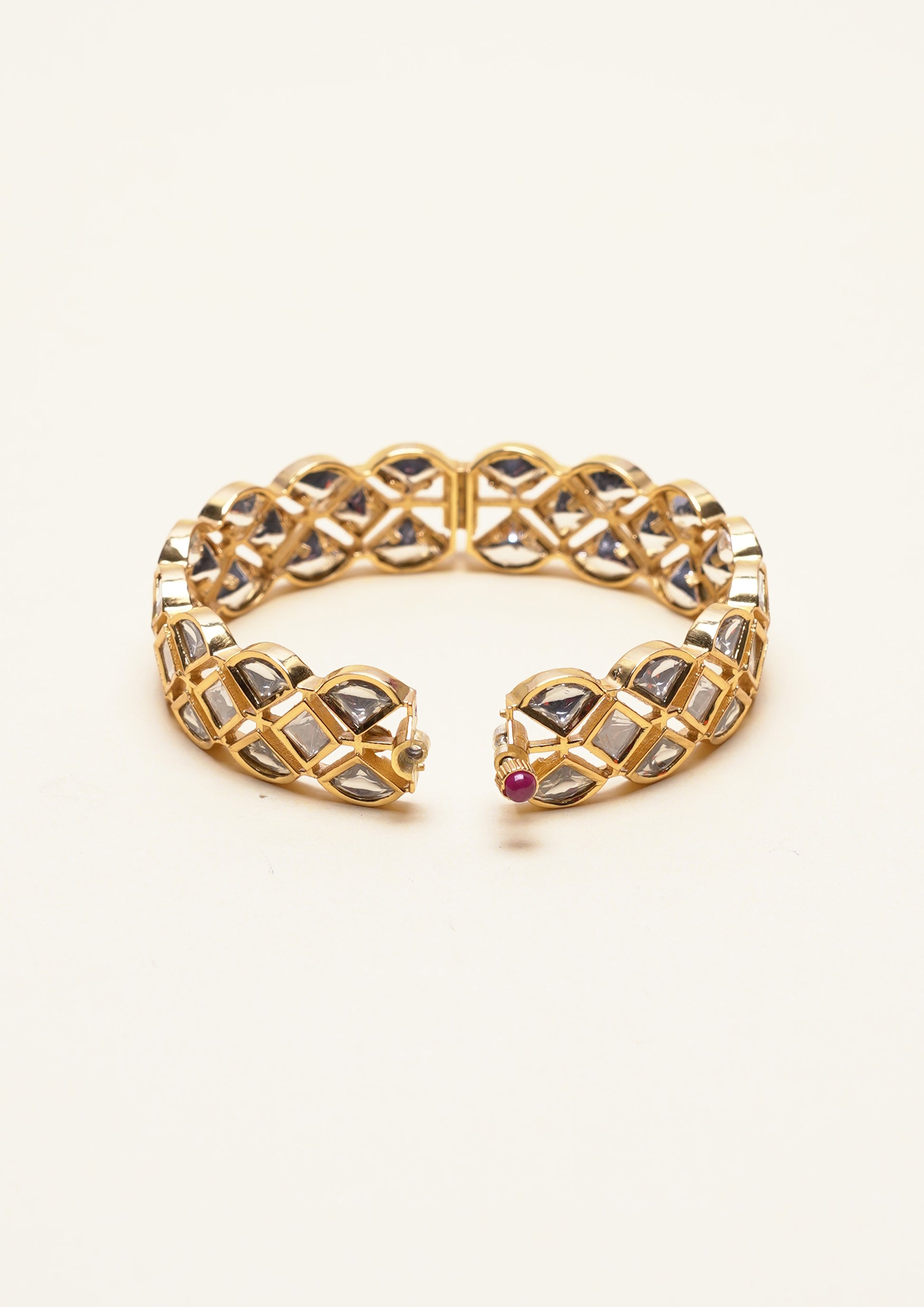 Suvarna Chakra Polki Gold Finish Bangle Pair