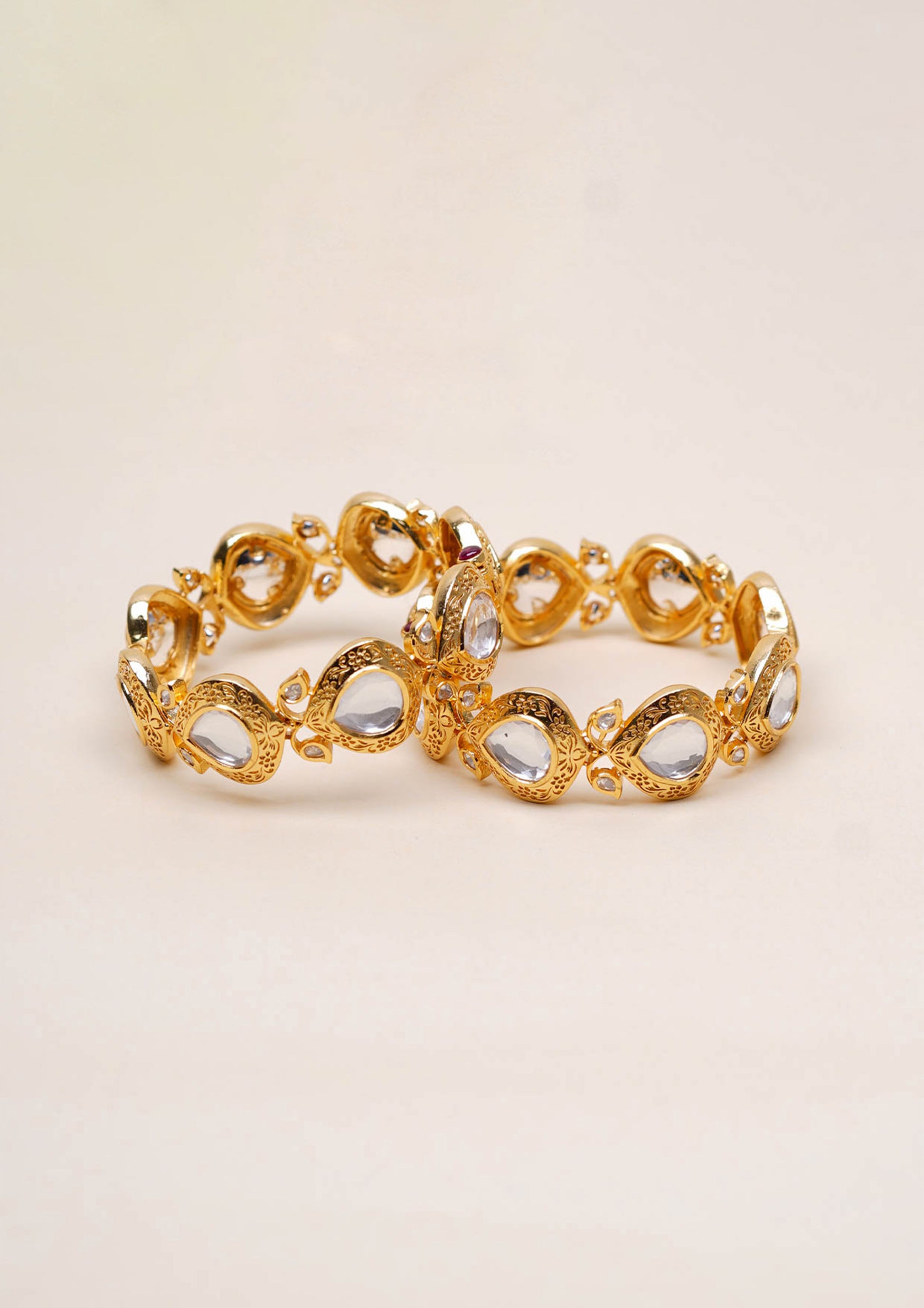 Soundarya Malika Polki Gold Finish Bangle Pair