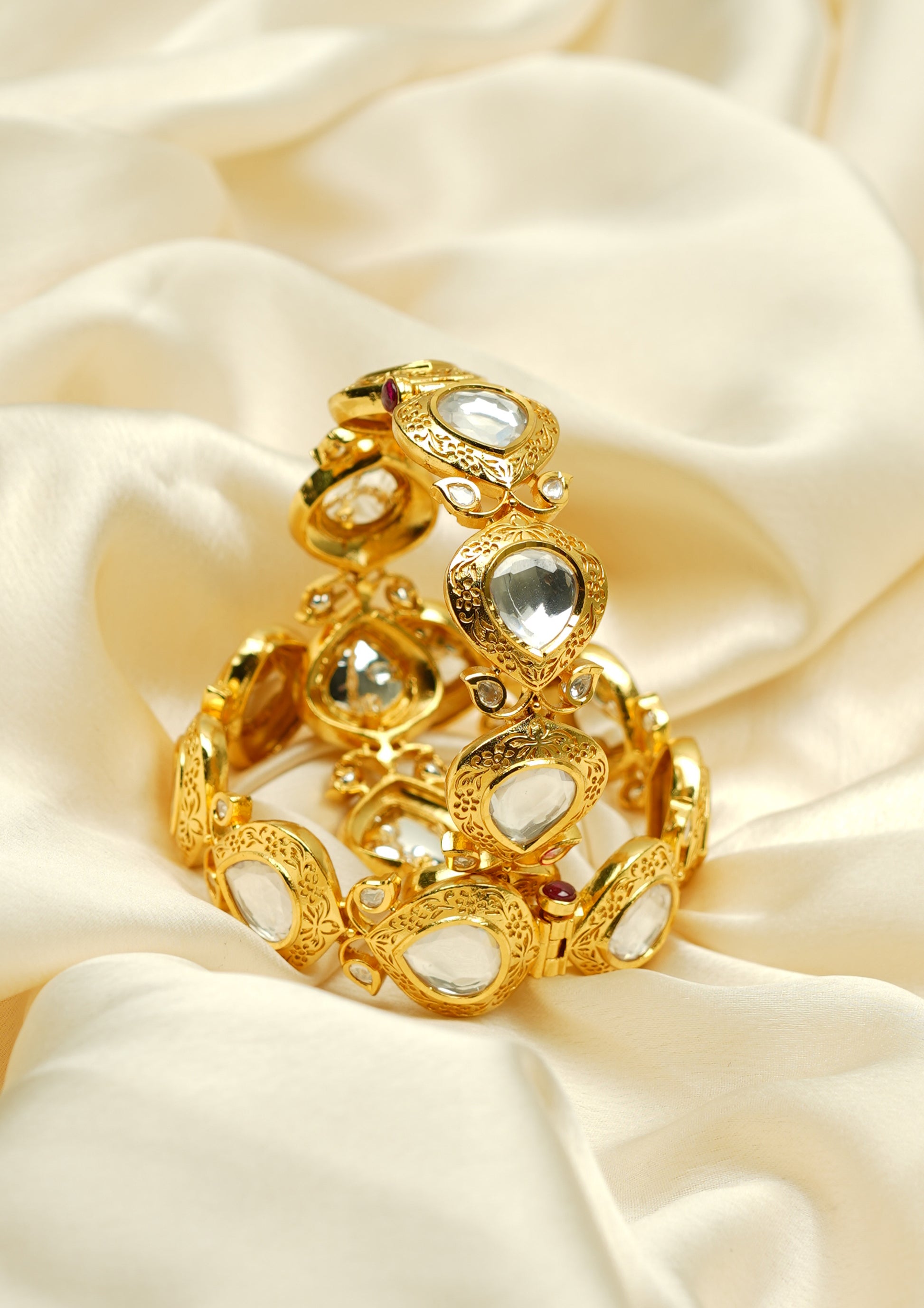 Soundarya Malika Polki Gold Finish Bangle Pair
