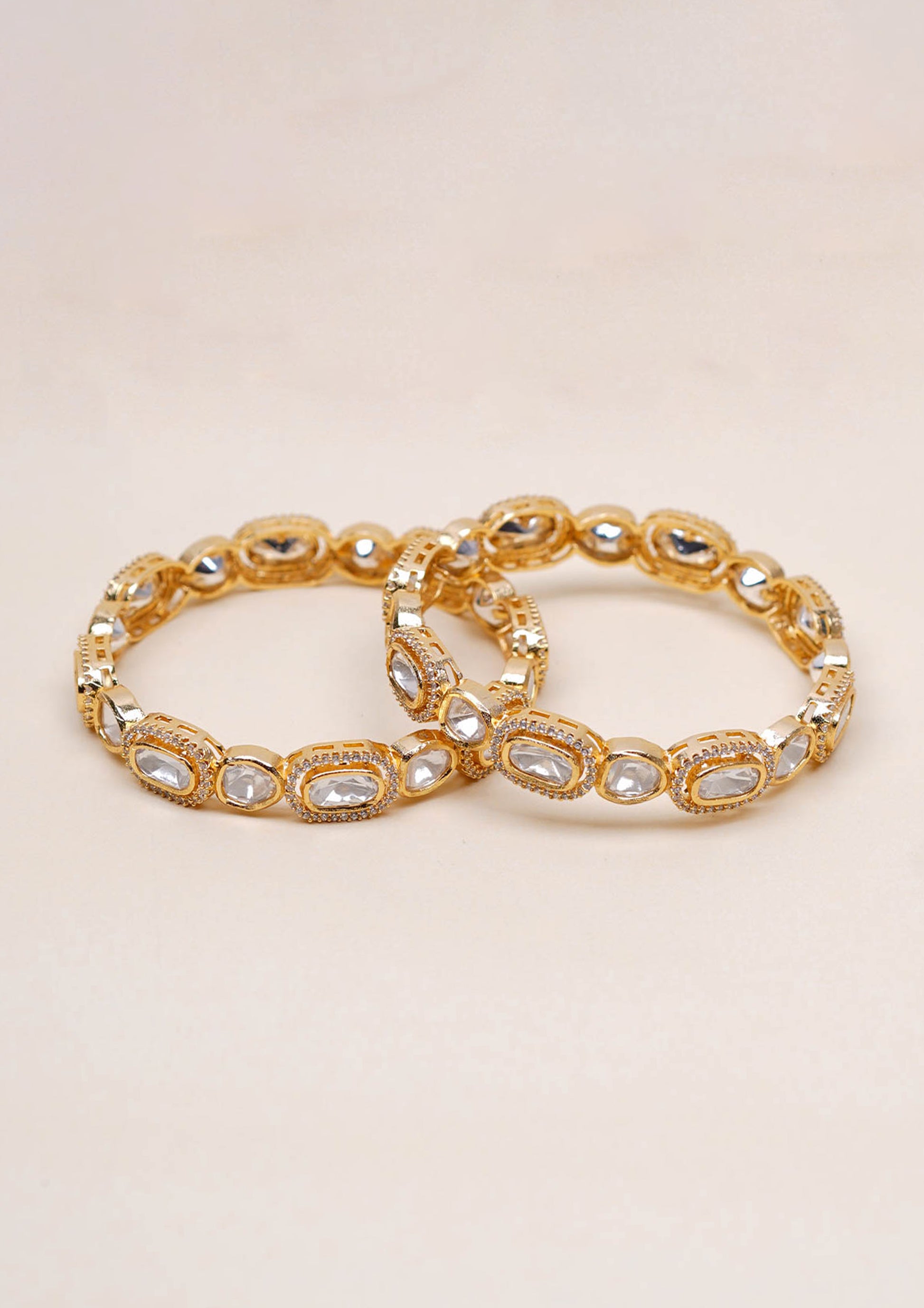Saubhagya Kanta Polki Gold Finish Bangle Pair