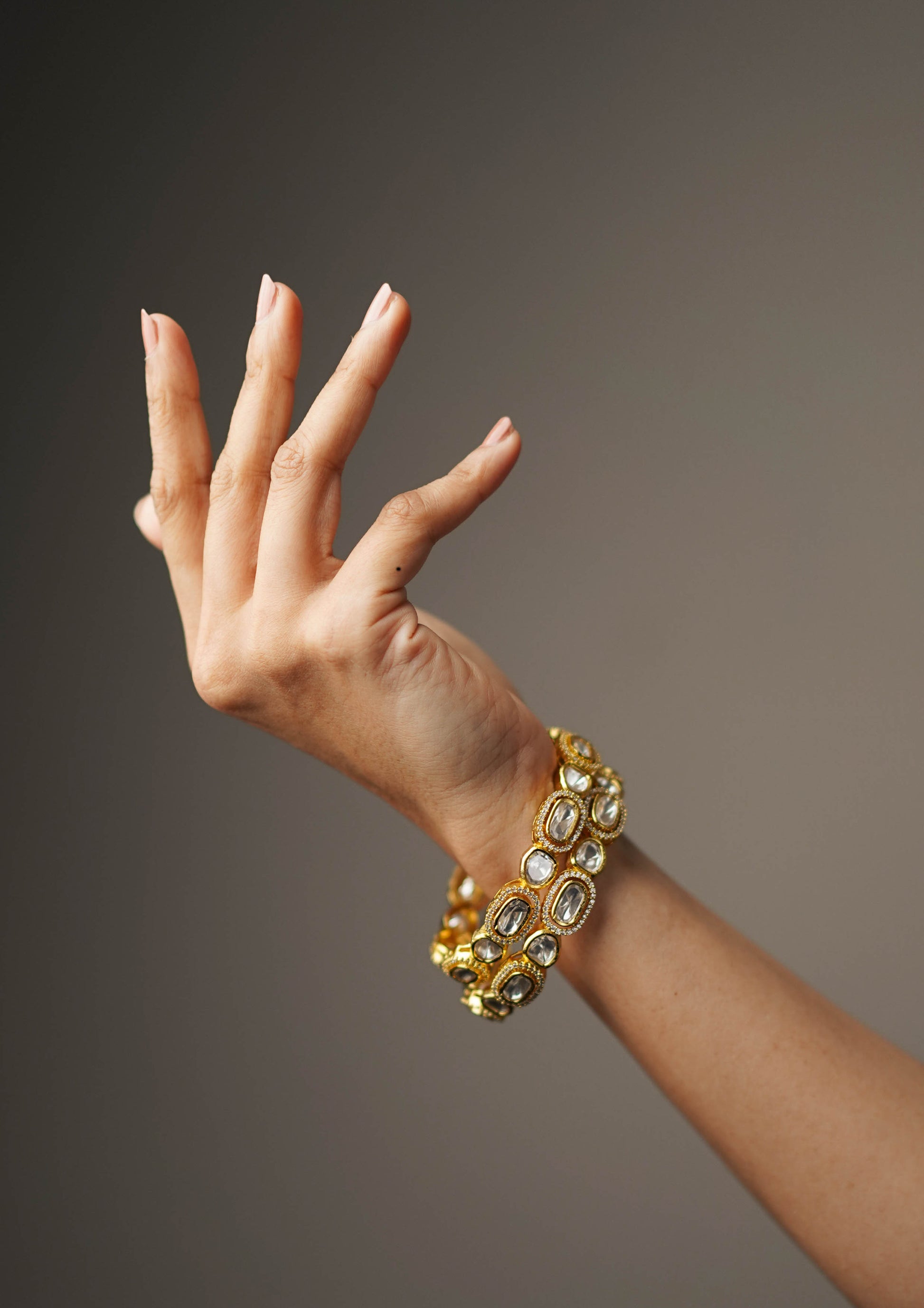 Saubhagya Kanta Polki Gold Finish Bangle Pair