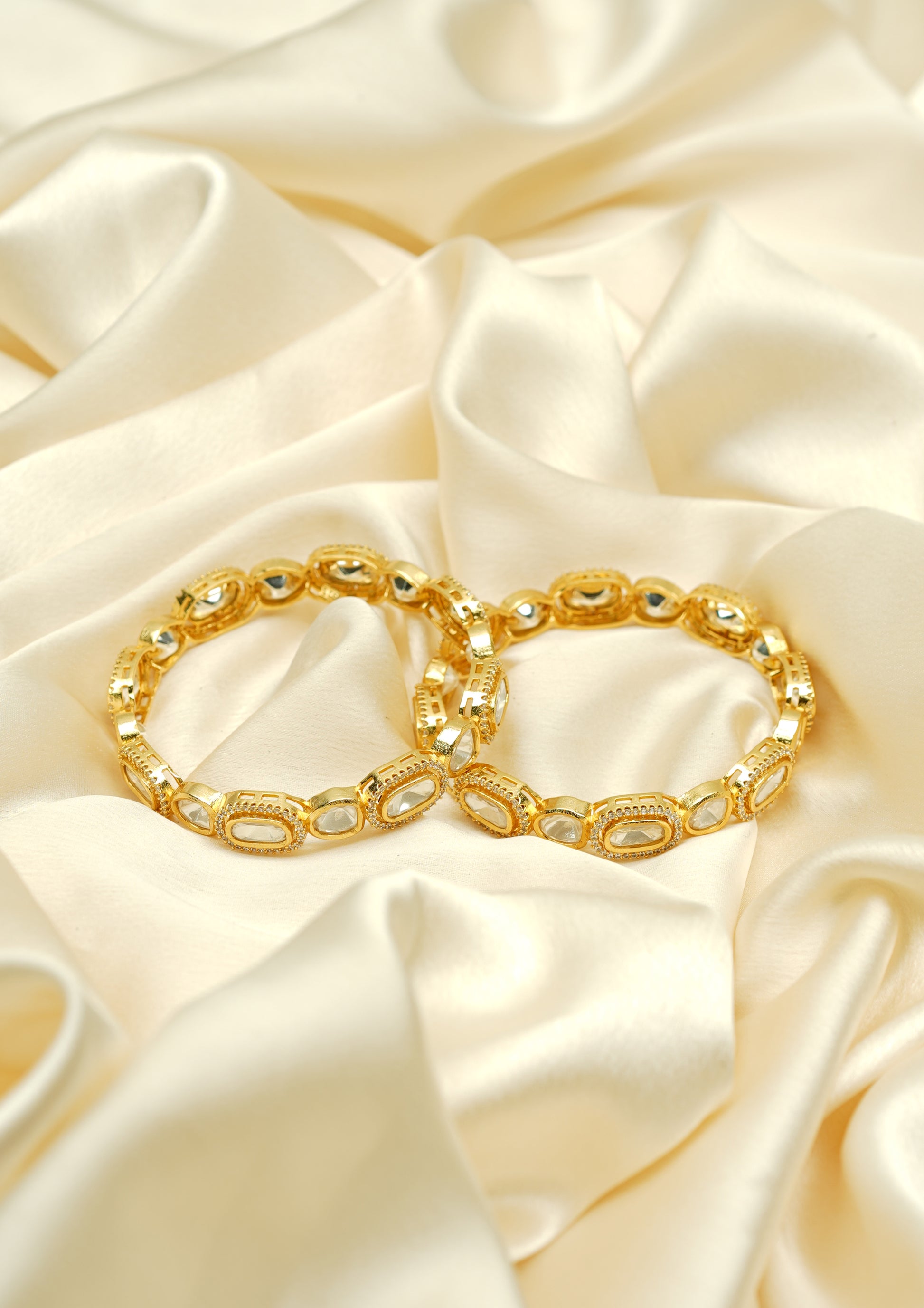 Saubhagya Kanta Polki Gold Finish Bangle Pair