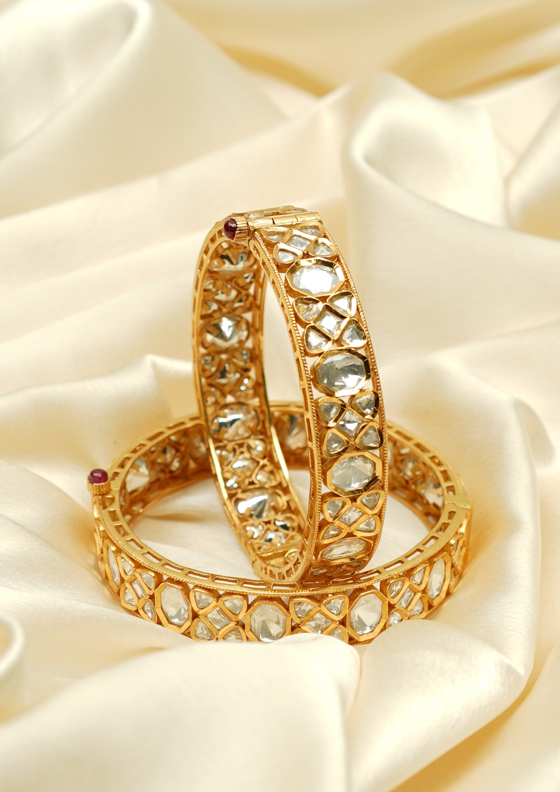 Ratna Shringara Polki Gold Finish Bangle Pair