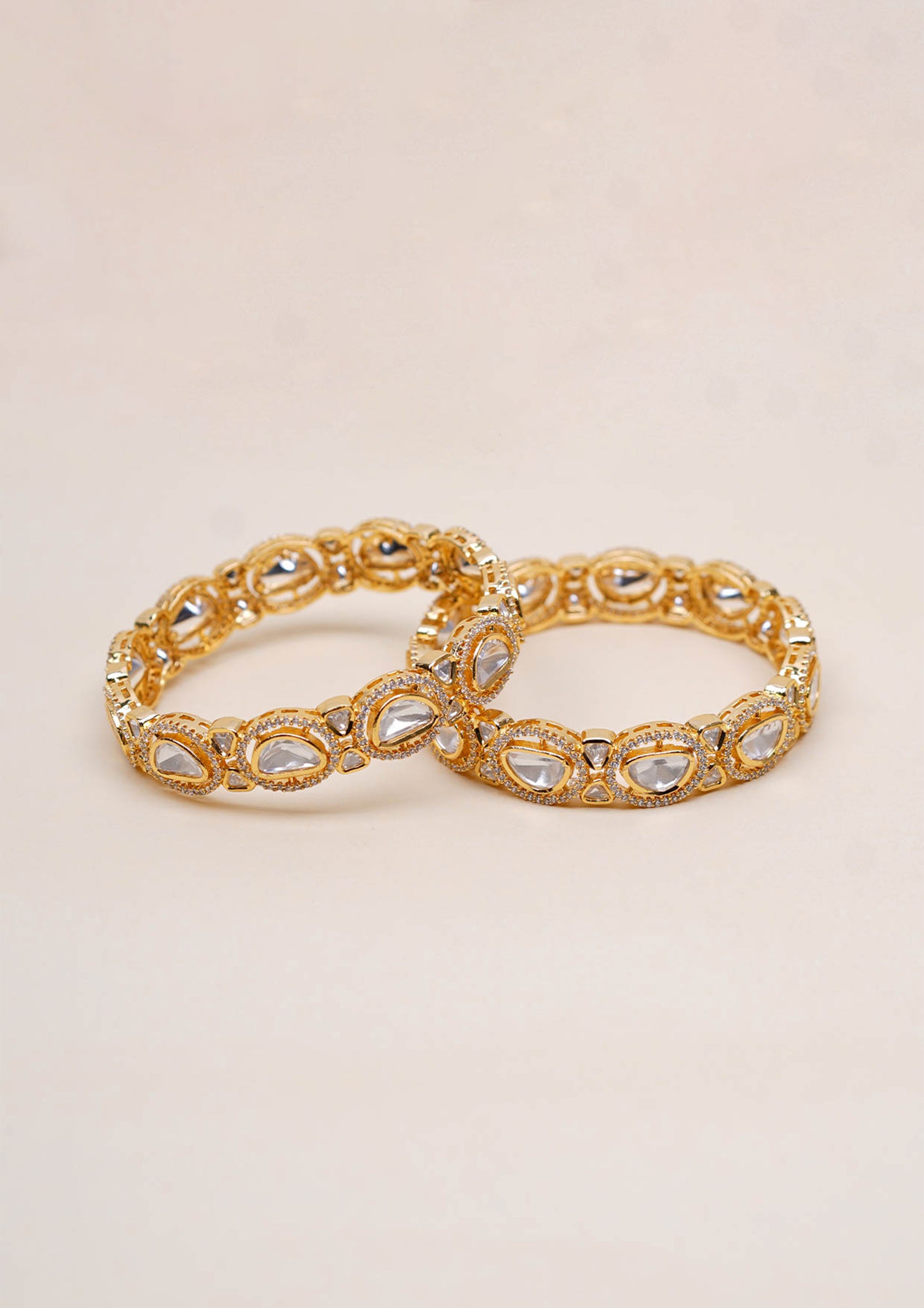 Aabharana Kantha Polki Gold Finish Bangle Pair