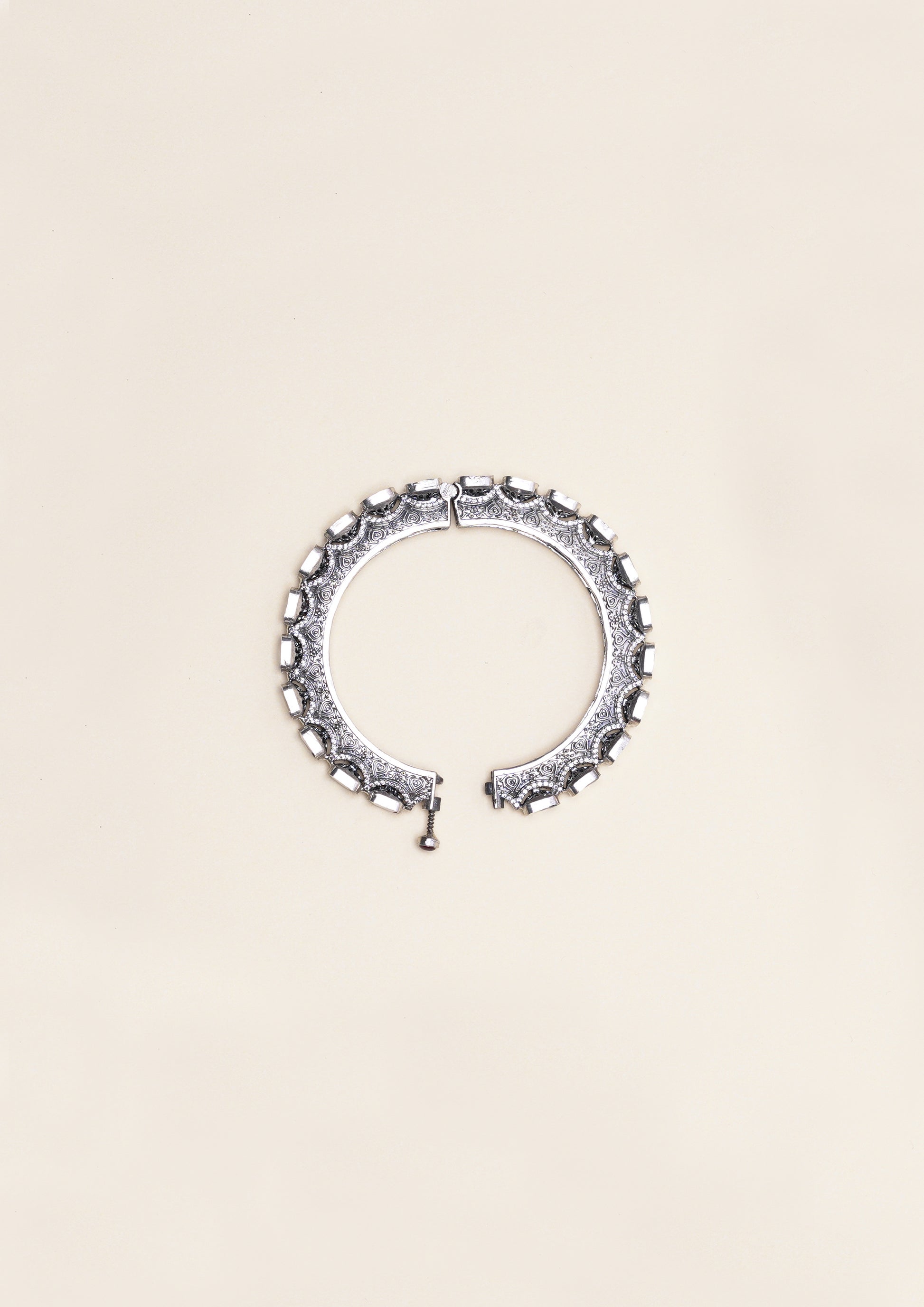 Jyotsna Kankan Polki Oxidized Silver Finish Bangle Pair