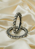 Jyotsna Kankan Polki Oxidized Silver Finish Bangle Pair