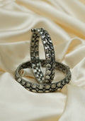 Amrita Nupura Polki Oxidized Silver Finish Bangle Pair