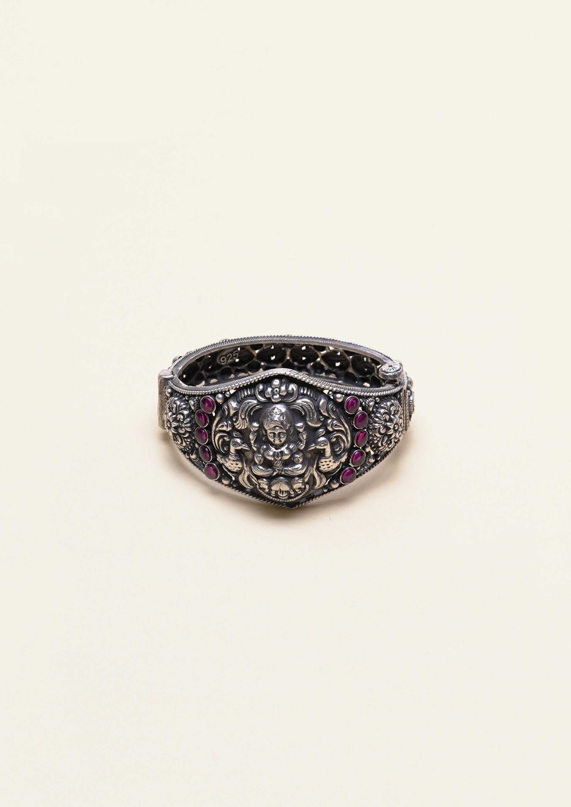 Prerna Sringara Nakashi Oxidized Silver Finish Single Kada