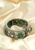 Vasundhara Ratna Polki Oxidized Silver Finish Single Kada