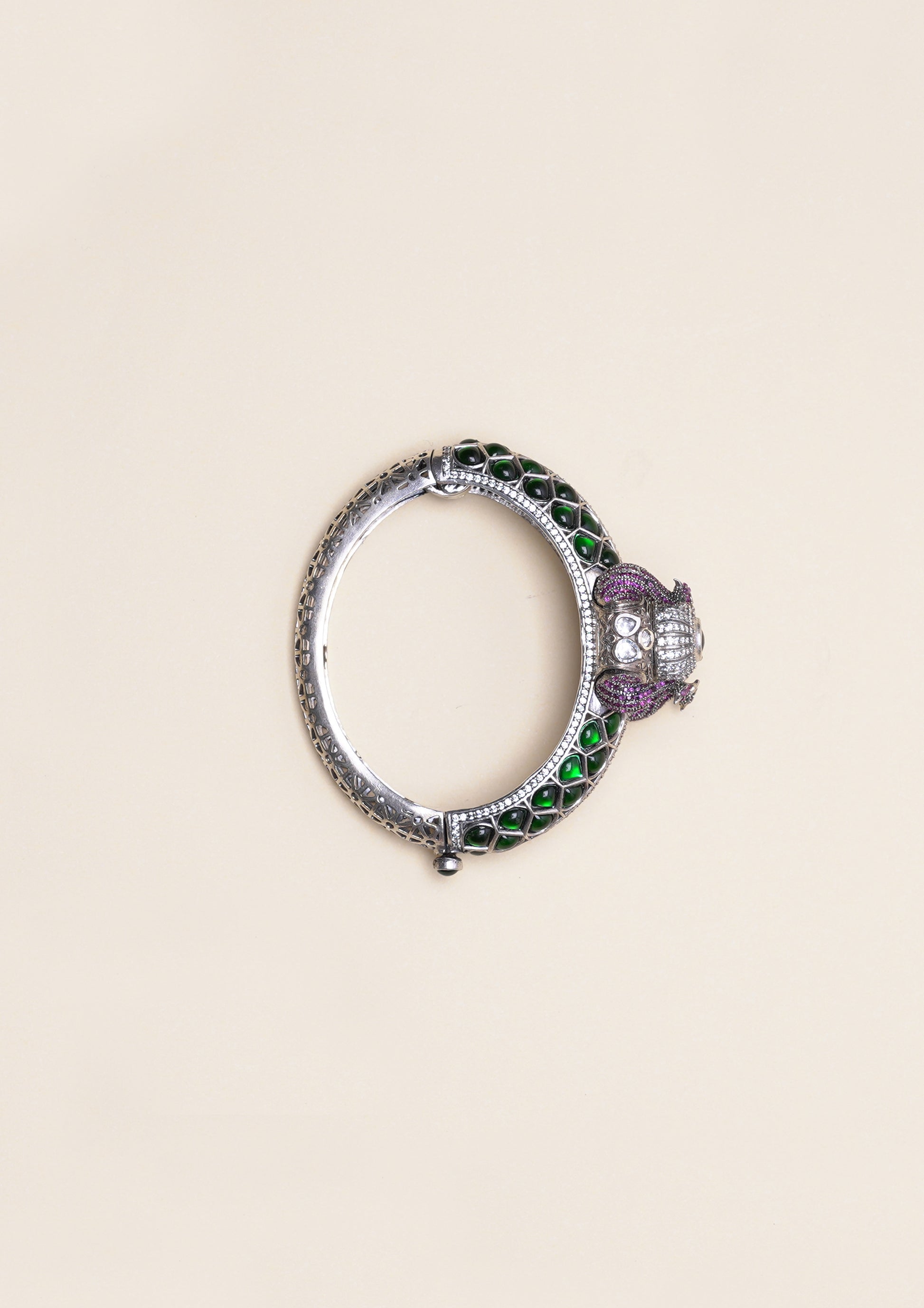 Prakasha Swara Premium Oxidized Silver Finish Single Kada