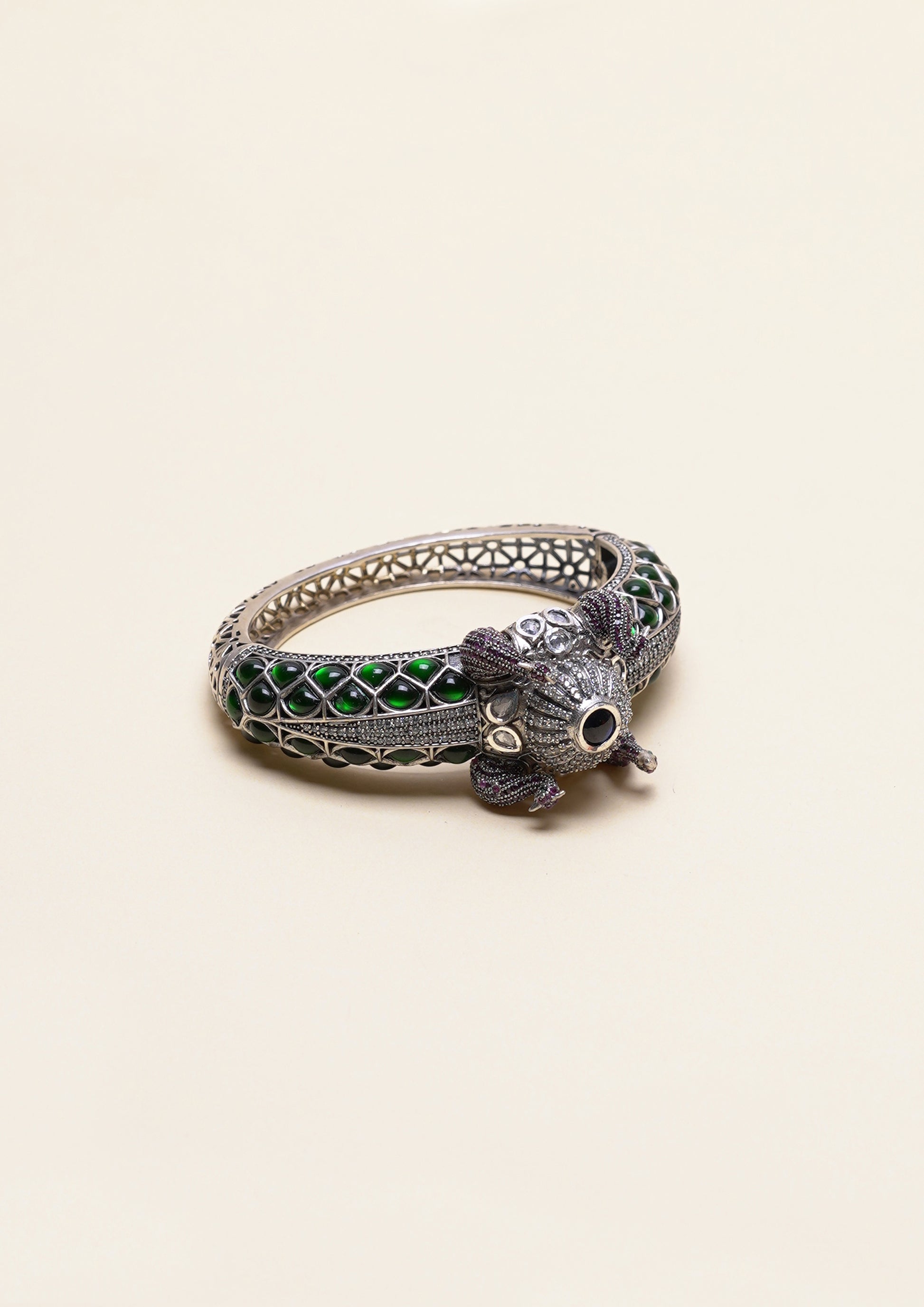 Prakasha Swara Premium Oxidized Silver Finish Single Kada