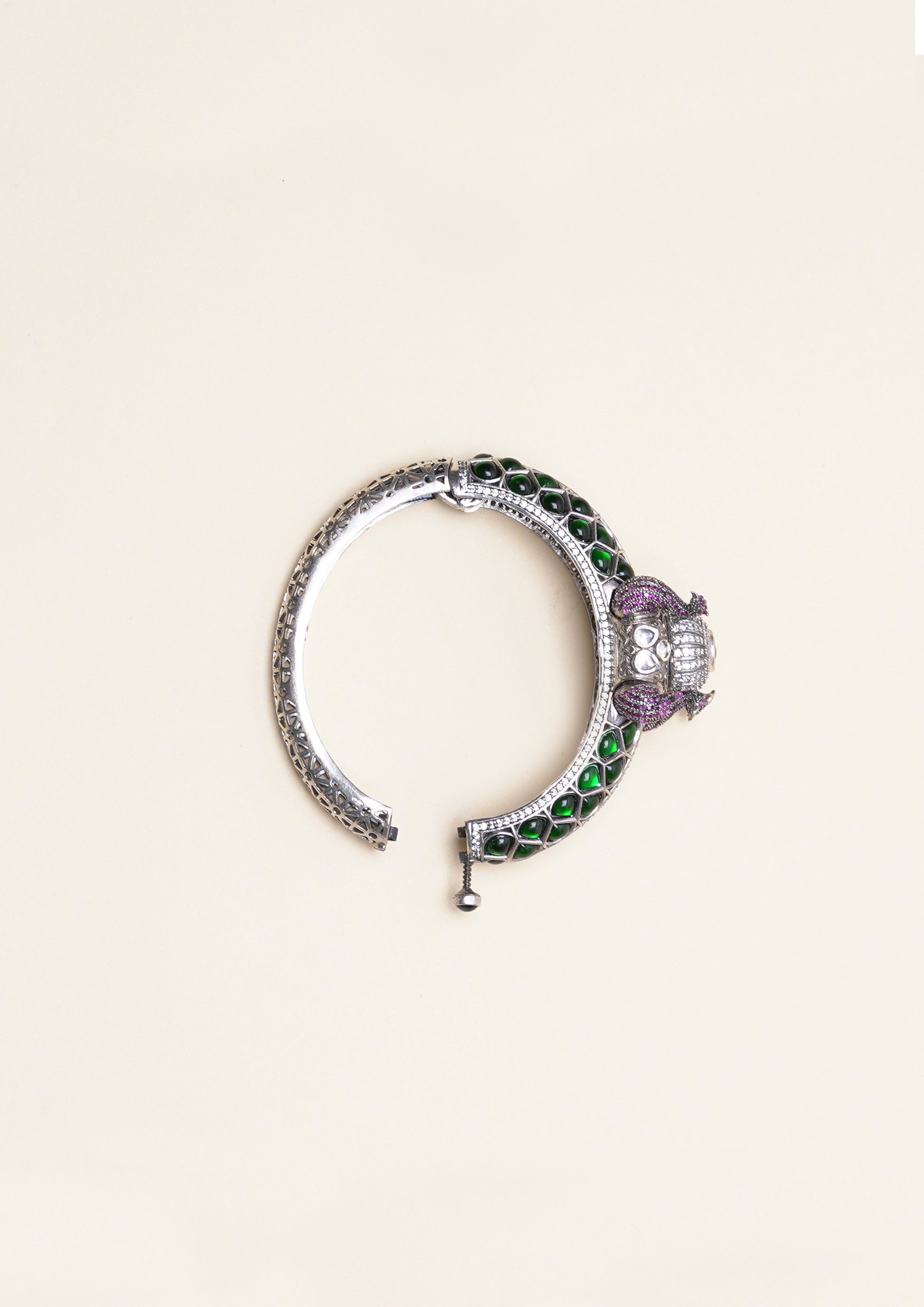 Prakasha Swara Premium Oxidized Silver Finish Single Kada