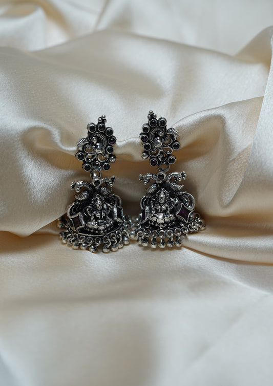 Tarangini Kundala Nakashi Oxidized Silver Finish Jhumki