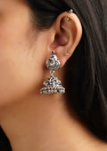 Rasa Ranjika Nakashi Oxidized Silver Finish Jhumki