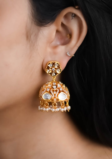 Surya Tarangini Polki Gold Finish Jhumka