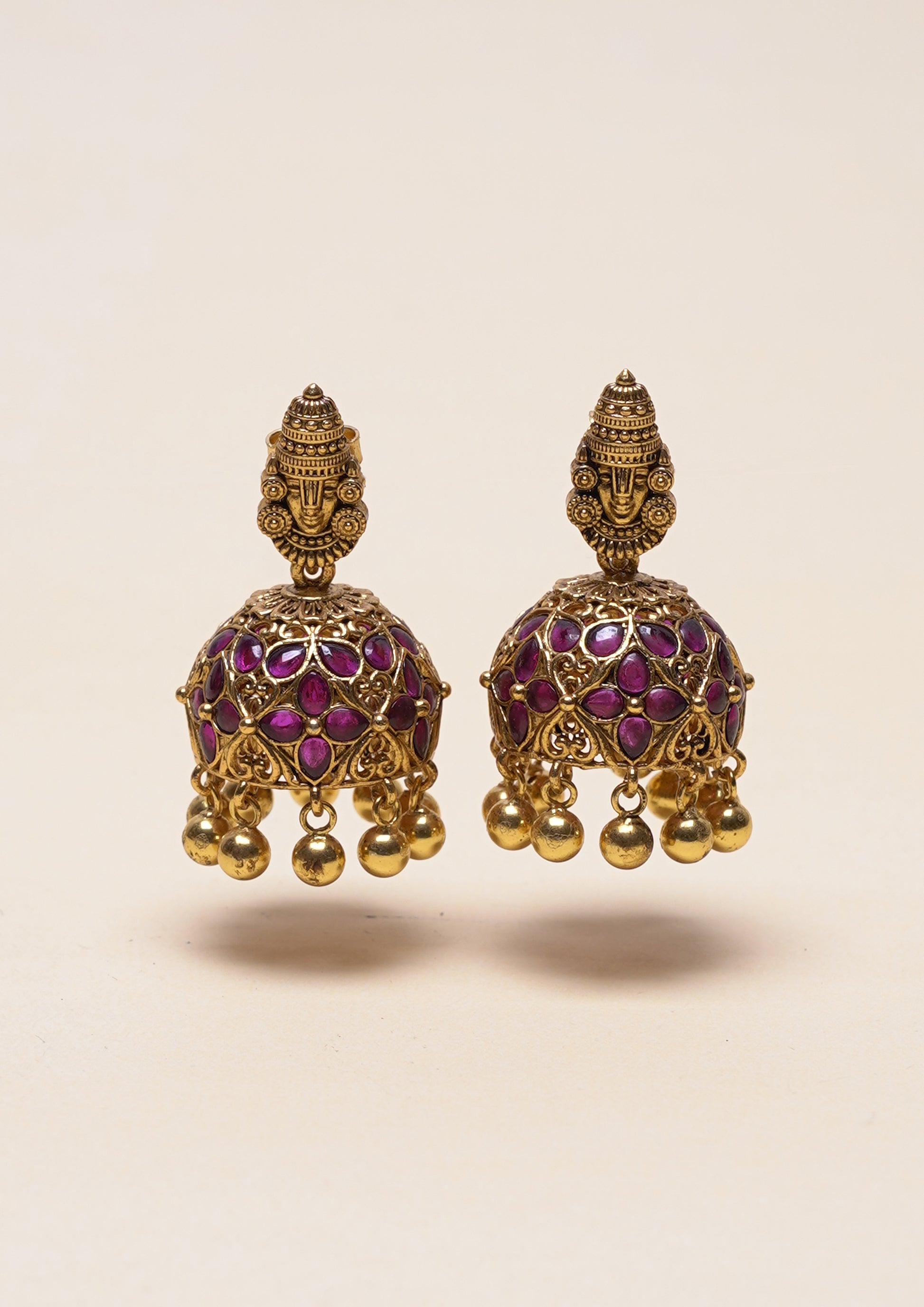 Madhura Saundarya Premium Gold Finish Jhumki