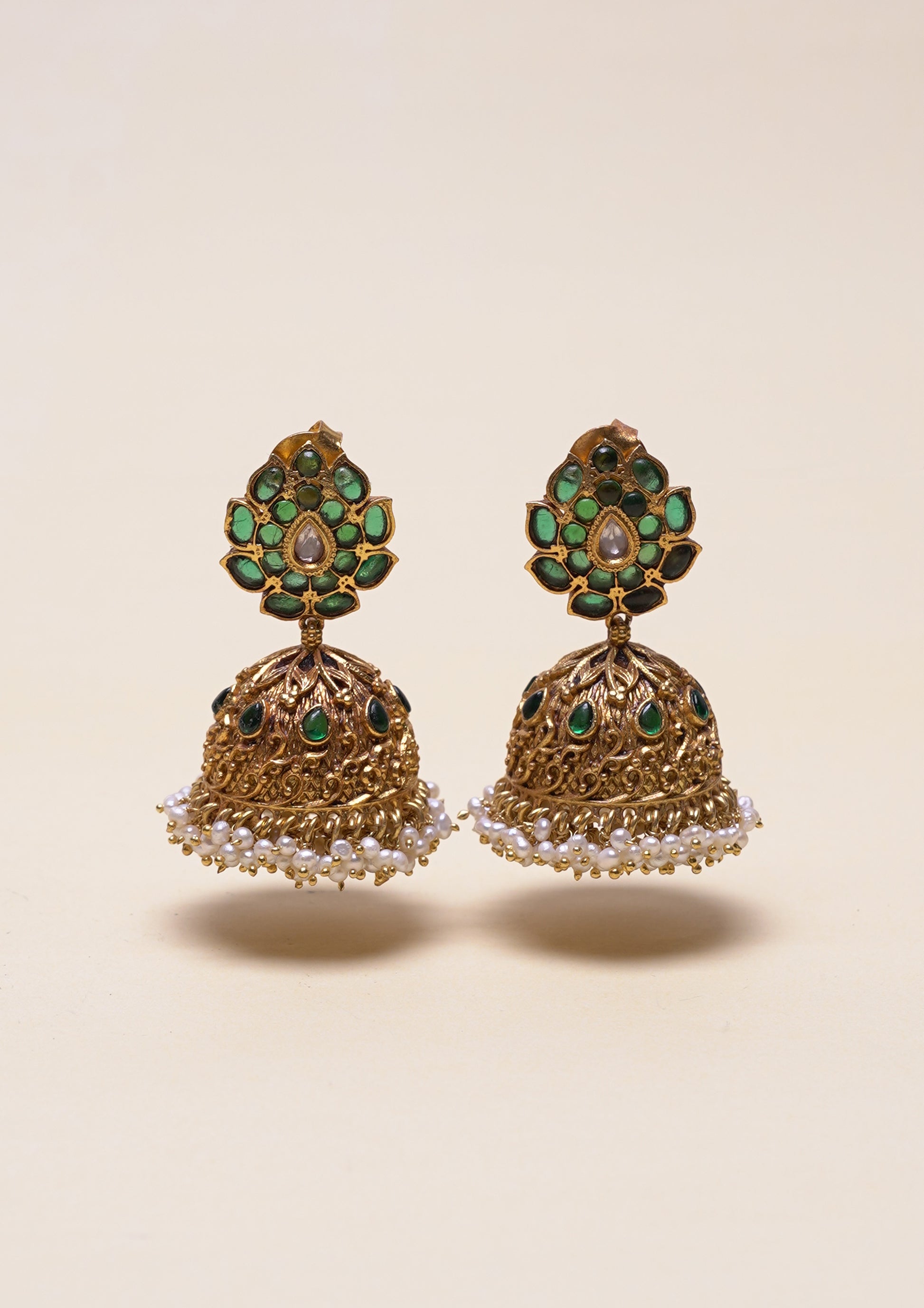 Chandra Veena Premium Gold Finish Jhumki
