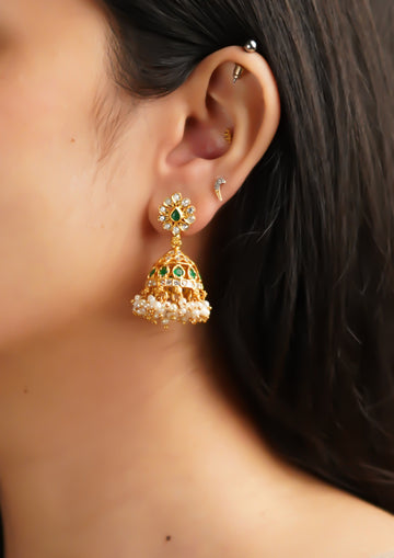 Hamsa Chandrika Premium Gold Finish Jhumki