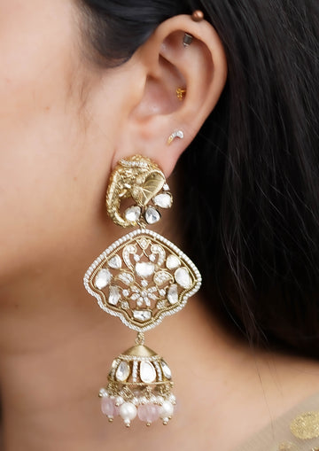 Nalinika Kundala Victorian Golden Hue Finish Jhumka