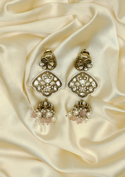 Nalinika Kundala Victorian Golden Hue Finish Jhumka