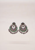 Shringara Pankha Nakashi Oxidized Silver Finish Chandbali