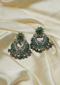 Shringara Pankha Nakashi Oxidized Silver Finish Chandbali