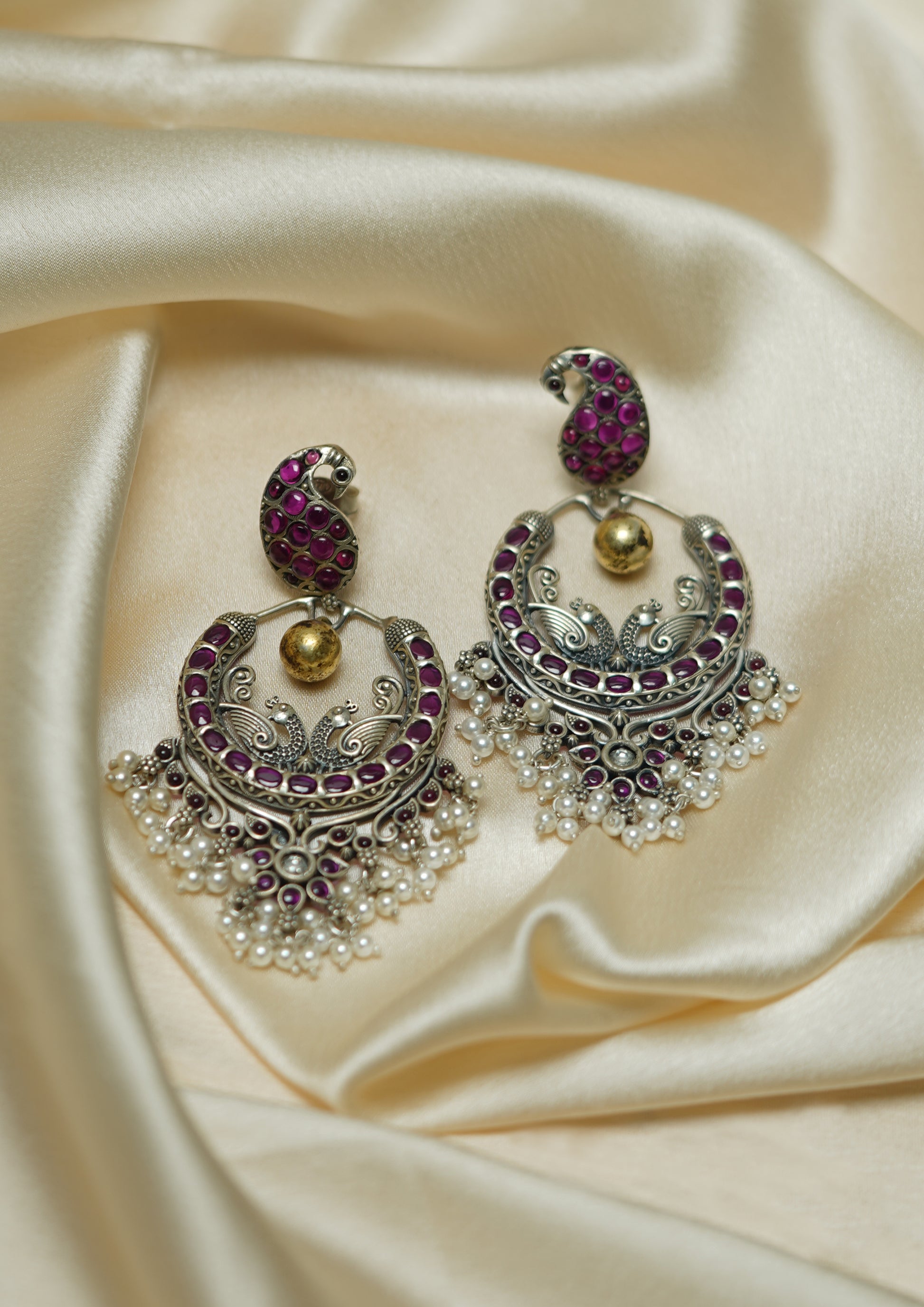 Chandrika Sankul Premium Oxidized Silver Finish Chandbali