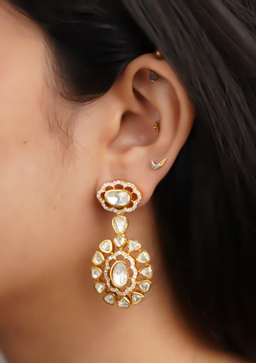 Kirti Malika Moissanite Gold Finish Jhumka
