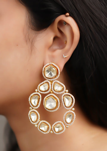 Gauri Tarangini Moissanite Gold Finish Jhumka