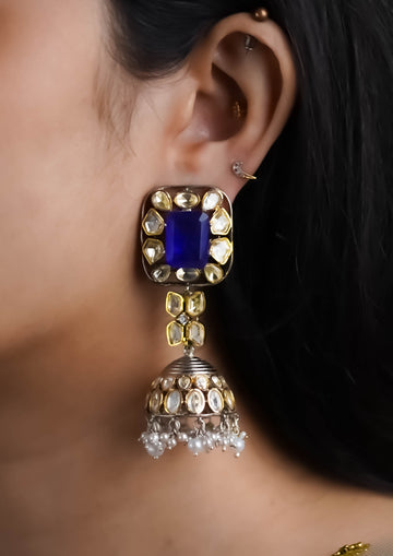 Bhavana Kundala Moissanite Dual Tone Finish Jhumka