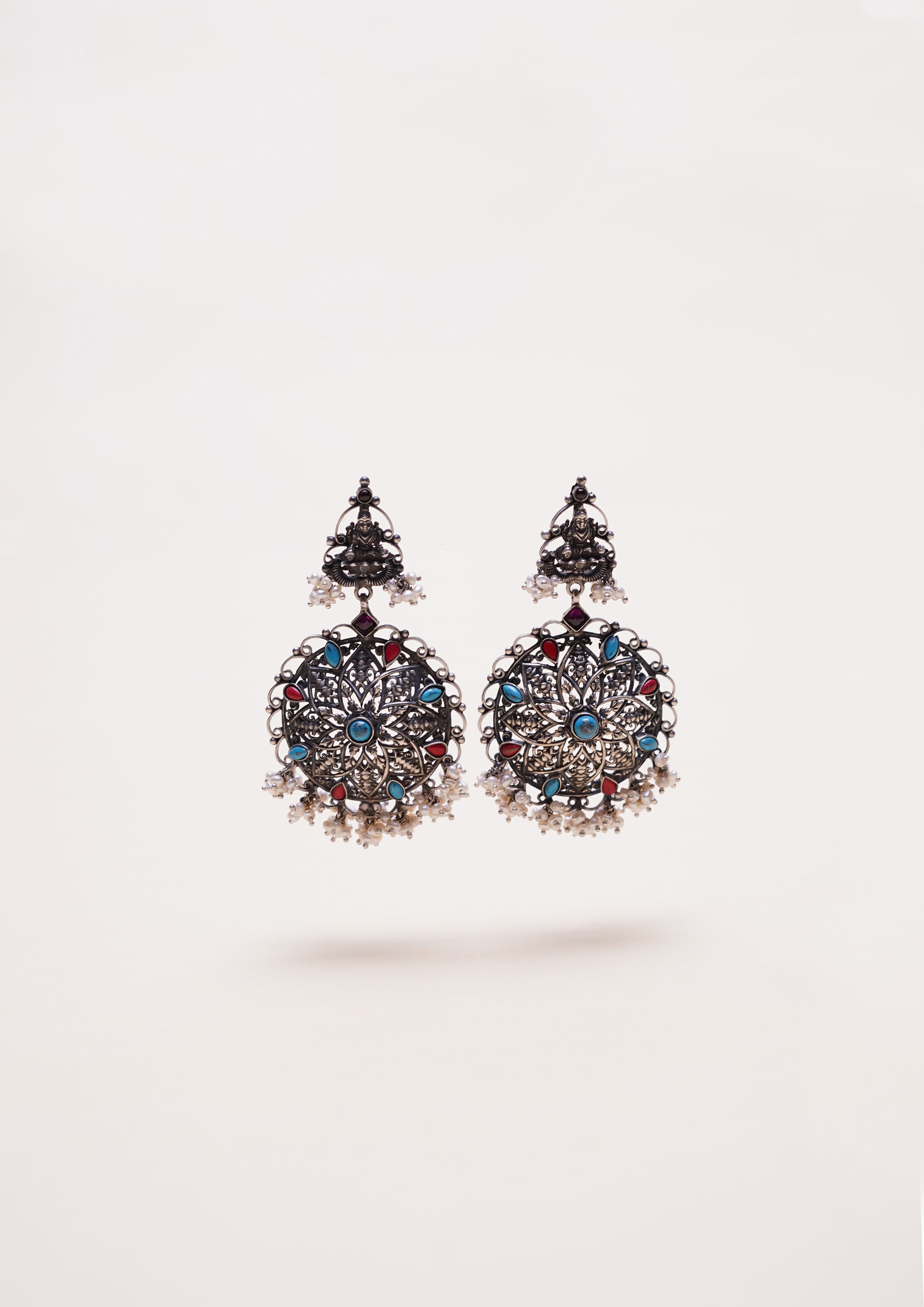 Vinayita Kanti Nakashi Oxidized Silver Finish Dangle