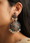 Vinayita Kanti Nakashi Oxidized Silver Finish Dangle