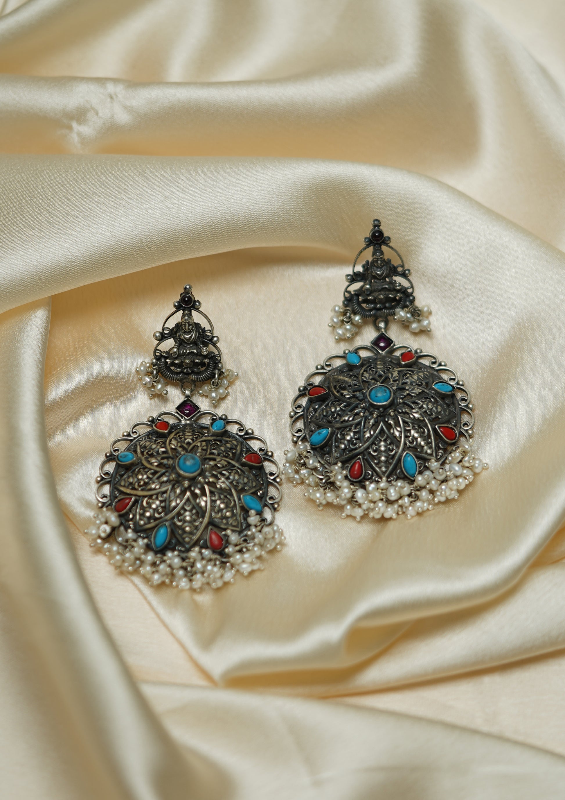 Vinayita Kanti Nakashi Oxidized Silver Finish Dangle