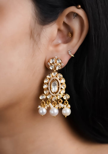 Chandrika Ratna Polki Gold Finish Jhumka