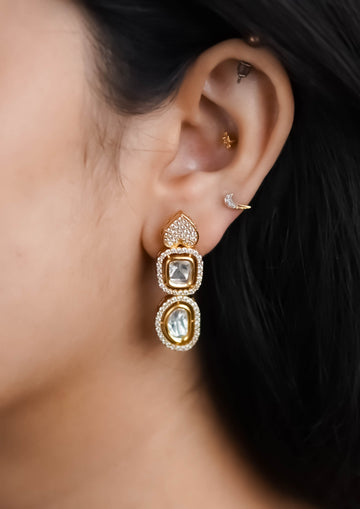 Shubha Nupura Polki Gold Finish Jhumka