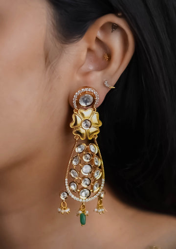 Vasundhara Kantha Polki Gold Finish Jhumka
