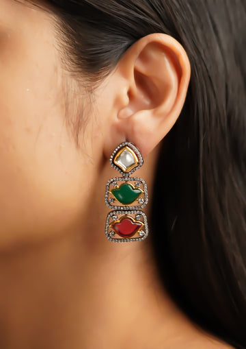 Divya Shringara Polki Oxidized Silver Finish Dangle